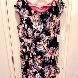 DressBarn Sadie Navy & Coral Floral Dress 18W